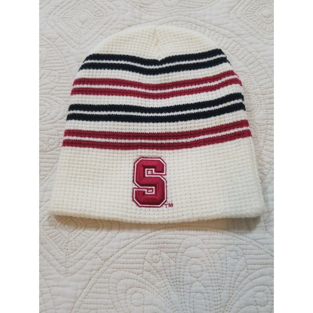 Colosseum Athletics Stanford Cardinal Knit Beanie Hat Striped Cream One Size